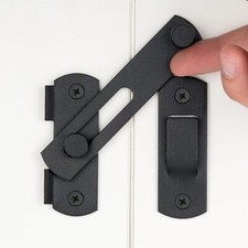 4-Pack Barn Door Latches 3.93x2.75 Inch Matte Black Stainless Steel Flip Locks
