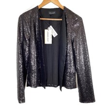 James Lakeland Black Sequin Open Jacket Uk 16 Nwt