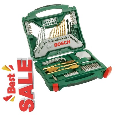 ''Bosch 70-Piece X-Line Titanium Drill and Screwdriver Set for Wood, Stone, and M
