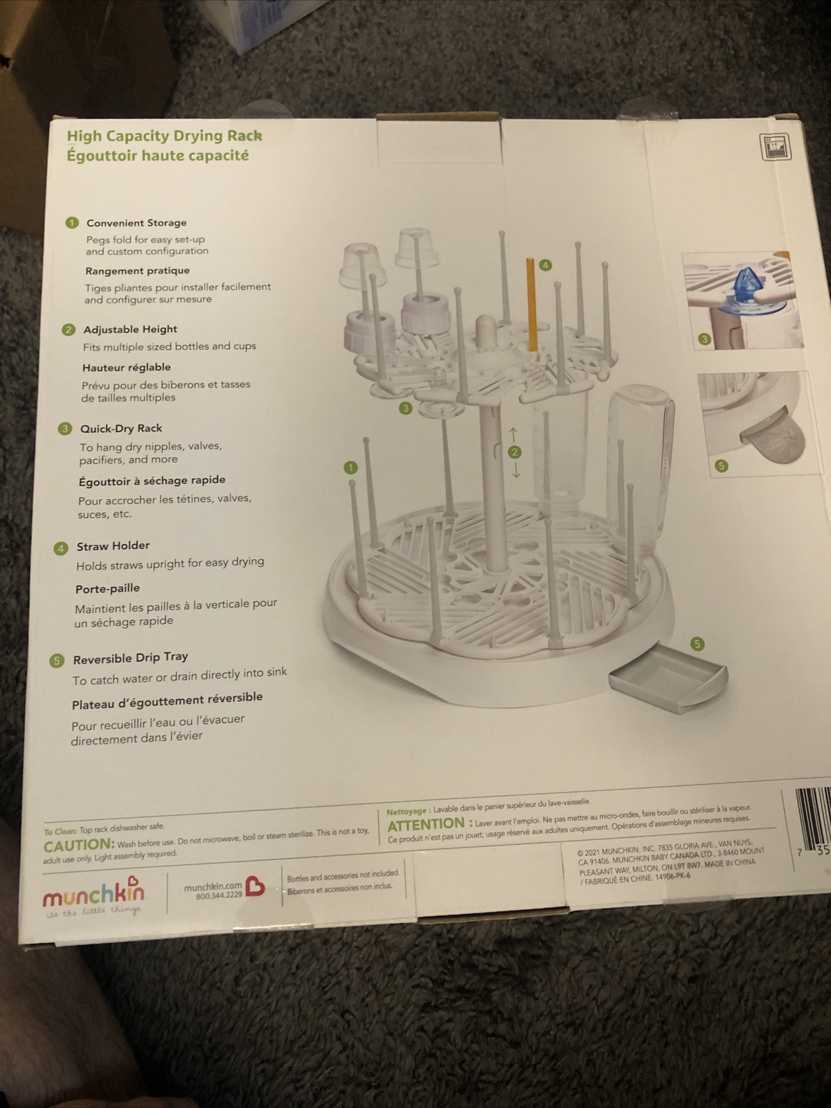 Munchkin High Capacity Drying Rack Holds up to 16 Bottles or cups Dries Drains