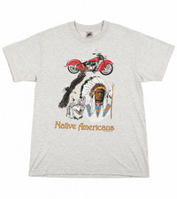 Fruit Of The Loom Native Americans Motorcycle Single Stitch VTG T-Shirt Sz Large
