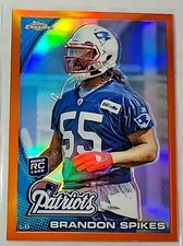 Brandon Spikes 2010 Topps Chrome Orange Refractor Rookie Card #C85. rookie card picture