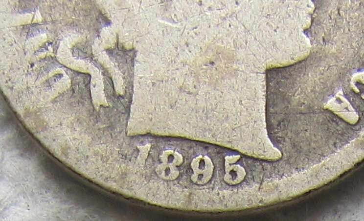 1895 Barber Silver Dime Rare Key Date Philadelphia Cleaned Scratched Hole Filler