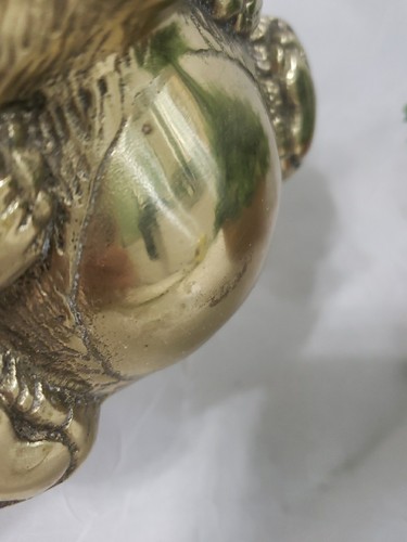 Vtg MCM Teddy Bear Solid Brass Chubby Piggy Coin Bank Nursery Decor Rare *READ - Picture 10 of 15