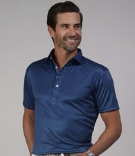 Collars  Co. Navy Blue Polka Dot Short Sleeve Polo Shirt 2XL