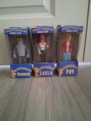 2007 Funko Futurama Bender B. Rodriguez, Leela and fry Bobbleheads complete set 