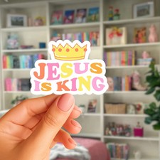 Jesus is king Sticker, Custom Faith Sticker, Cute Bible Verse Sticker Decal