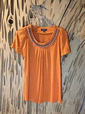 Notations petite medium Orange beaded top with a boho vibe. Size: P M  #festival