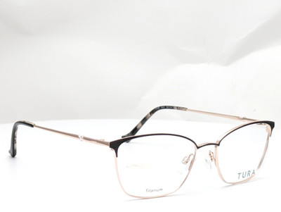 Tura R137 BLK Black Rose Gold Women's Eyeglasses Frames 52-16-140