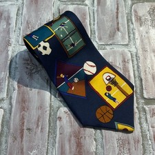 Vintage Save The Children Kids Playing Sports 100% Silk USA Made Tie Necktie