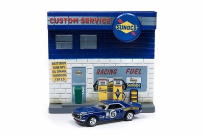 1967 CHEVY CAMARO W/ SUNOCO GAS STATION  ROUND 2 1/64 scale DIECAST CAR