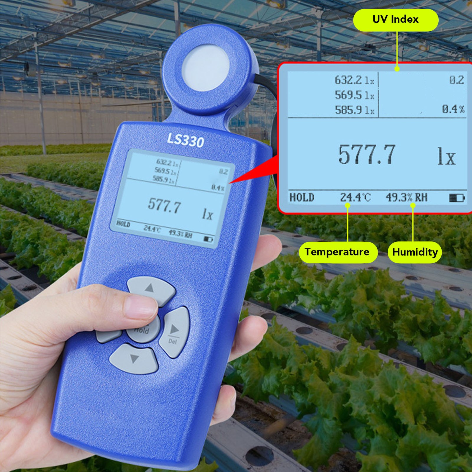 .Spectrum Illuminance Meter 0–1000000Lx 400nm-700nm Digital Luminance Color