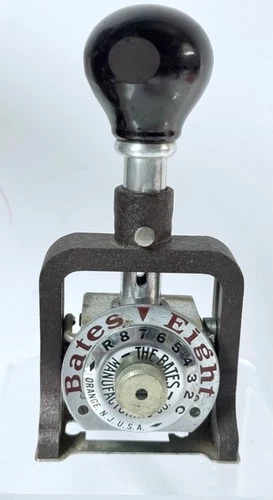 Vintage BATES EIGHT Numbering Machine Stamp -7 Wheels -Style E