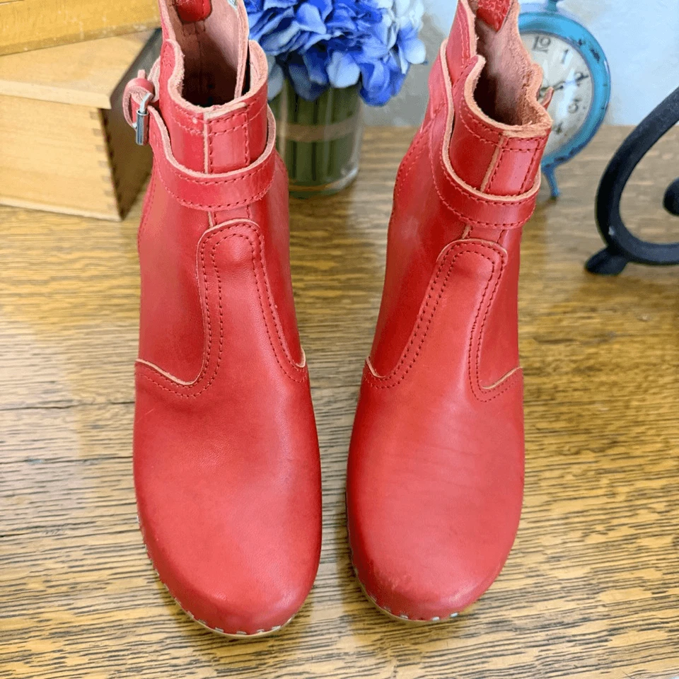 Zuecos de madera suecos Hasbeens Toffel rojo Jodhpurs talla 40 Foto 2 de 4