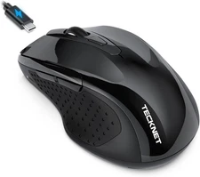 TECKNET Rechargeable Jiggler Wireless Mouse (BT5.0/3.0 & 2.4G) 4800 DPI Silent