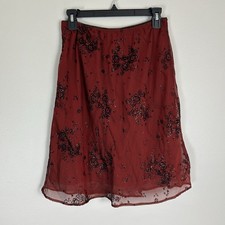 Vintage Size L Red Floral Midi Skirt Fairy Sparkly Grunge Floral Whimsy Dark