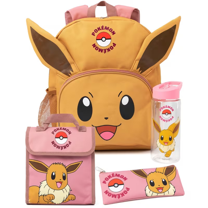 Pokemon 4 Piece Backpack Set | Unisex Kids Orange | Official Merch