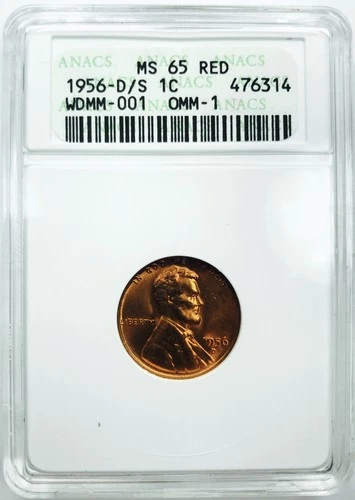 1956 D/S LINCOLN WHEAT CENT! ANACS MS65 RED! GORGEOUS! BEAUTY! CRAZY! NR #G1816