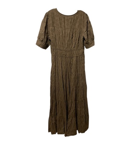 Maxi abito Anthropologie BOHO a strati e vero marrone manica corta TG M cottagecore - Foto 4 di 16