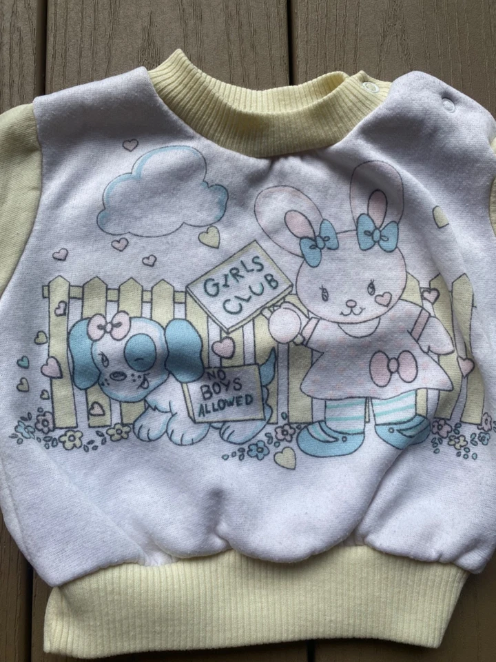 Vintage Little By Little Baby Pull Over Manga Larga “Girls Club” Talla 24 Meses Foto 2 de 4