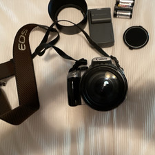 Canon EOS 35mm Silver Auto SLR w/ Zoom Lens, Strap, Flash, Meter Kit