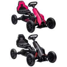 Aosom Kids Pedal Go Kart W/ Adjustable Seat, Swing Axle