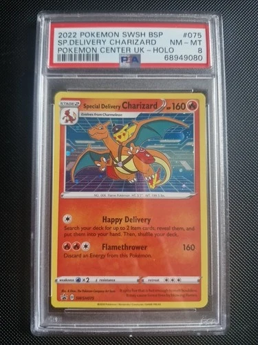 Pokemon Special Delivery Charizard SWSH075 Holo Black Star Promo PSA 8
