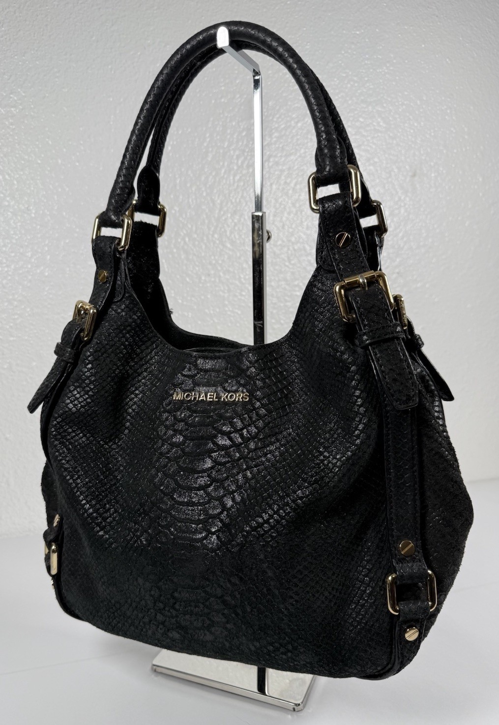 Michael Kors Bedford Black Snakeskin Python Leath… - image 1