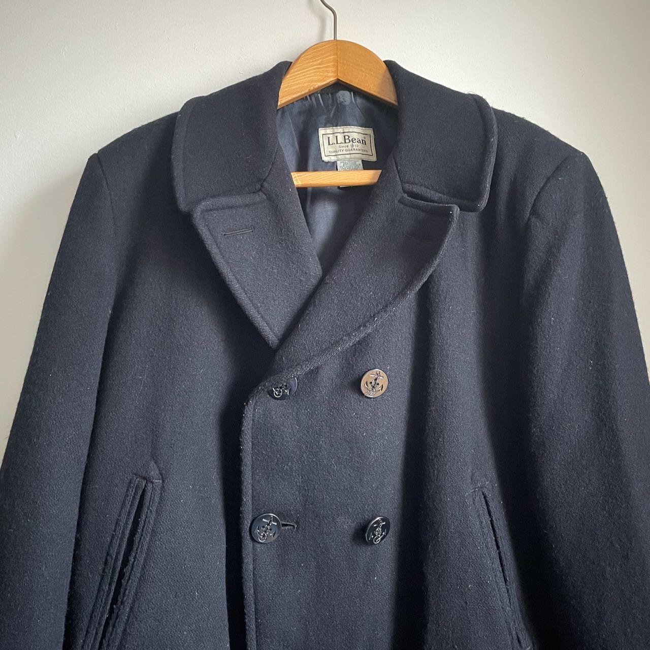 Vtg L.L.Bean Men Navy Coat Sterlingwear of Boston Anchor Collection Tall XL USA