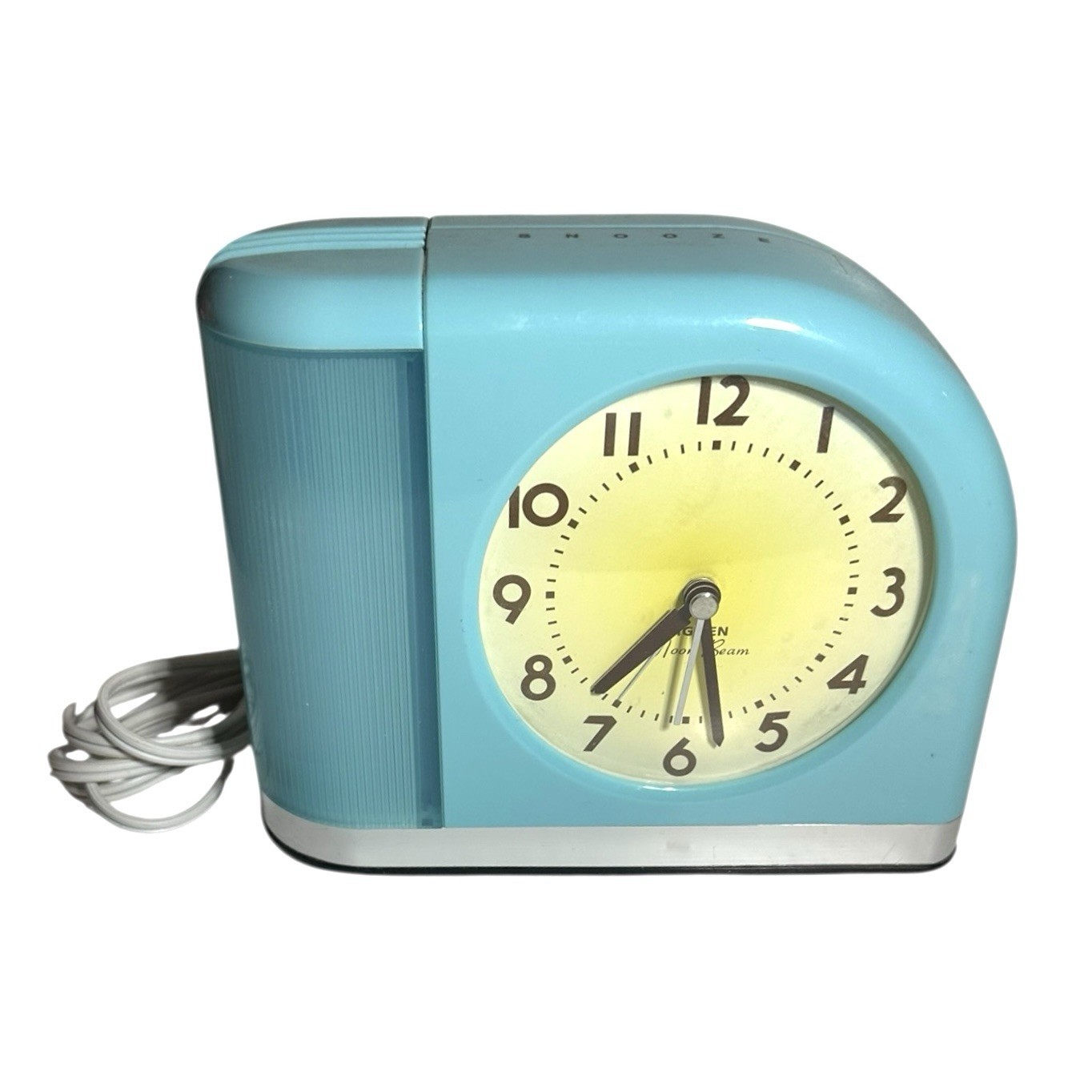 Big Ben Moon Beam Westclox Alarm Clock Aqua Blue Electric/Batteries Tested Works