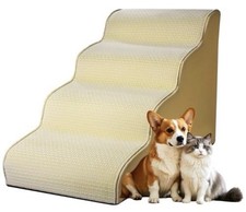 Dog Stairs for Small 4 Step 19.7 High Non Slip Pet Steps for Bed Couch Beige
