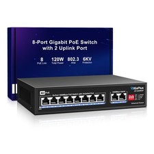 10 Port Gigabit PoE Switch with 8 Port PoE 1000Mbps, 2x1000Mbps Uplink, 10 P...