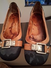 Gabor Women's Montana Nubuck Navy & Tan Ballet Flats Shoes Size 5.5  