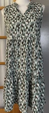 West Kei Tiered Mini Tank Dress Sz M Gray Green Ruffles City Boho Beach USA Made