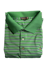 Peter Millar Golf Polo Shirt Mens XL Summer Comfort Green Striped Performance