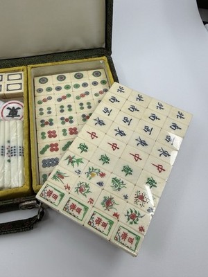 Vintage Chinese Bone & Bamboo Mahjong Travel Set 144 Tiles Case | eBay