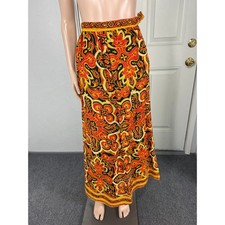 Vintage 60s 70s Handmade Maxi Skirt Floral Mod Retro Bright Print Floral W3-15
