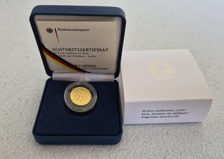 20 Euro Gold 2025 LUCHS Etui Zertifikat Prägestätte D