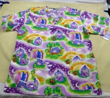 NWT Disney Barco Eeyores Lullaby Scrub Top M Purple Cartoon Print Made In USA