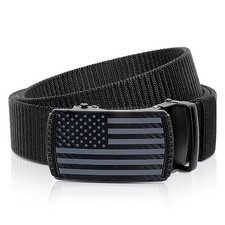 American Flag Belt for Men Nylon Ratchet Belts 4th M for Waist 32"-38" Black