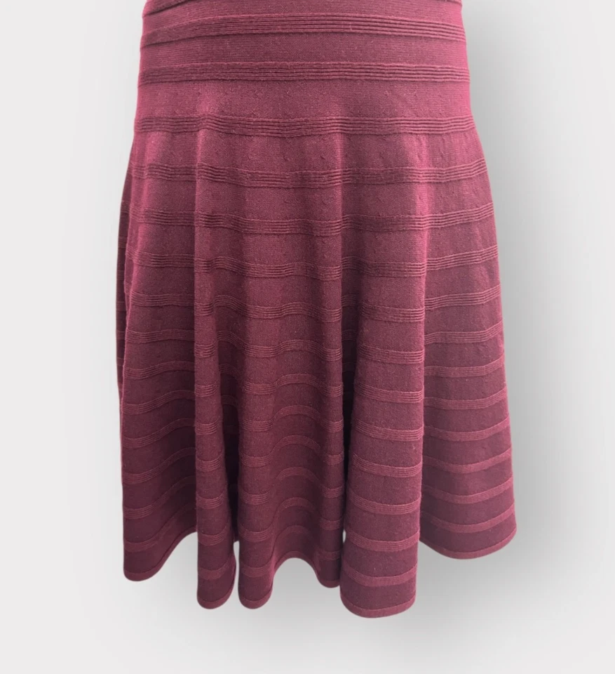 Ivanka Trump Knit Dress Women Small Burgundy Fit Flare Office Brunch Cozy - Image 3 of 4