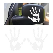 2 PCS Car Wave Stickers, Waterproof Side Mirror The Lazy Waver Sticker White