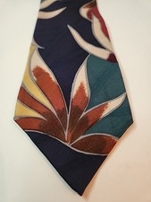 J T Beckett Men's Silk Tie Navy Blue Brown Gold Made in USA Preppy Men's Necktie
