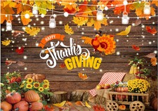 7x5ft Thanksgiving Photography Backdrop Rustic Wooden Floor Barn Harvest Back...