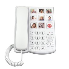 Corded Big Button Picture Phone for Seniors with Speaker Redial, Hands Free Land