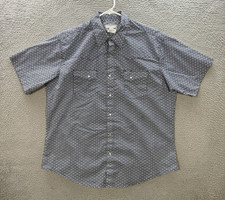 Wrangler Shirt Adult XL Blue White Geometric Pearl Snap Western Cowboy Rancher