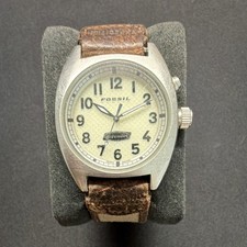 Orologio da polso uomo vintage Fossil Defender in acciaio inox pelle marrone 