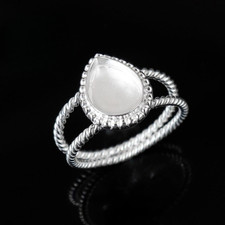 925 Sterling Silver 7x9mm Pear Bezel Cup Ring...