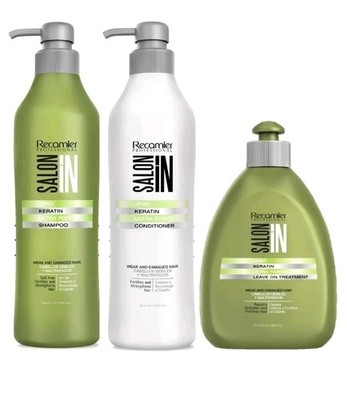 Saloon in Recamier + Pro Keratin Ultra Force Shampoo & Conditioner 33.8 Oz Leave