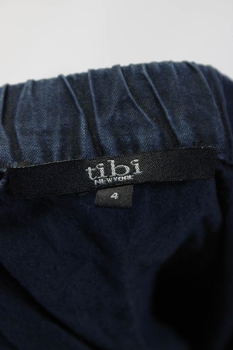 Abito donna Tibi spalle scoperte maniche lunghe blu navy cotone taglia 4 LL19LL - Foto 4 di 6